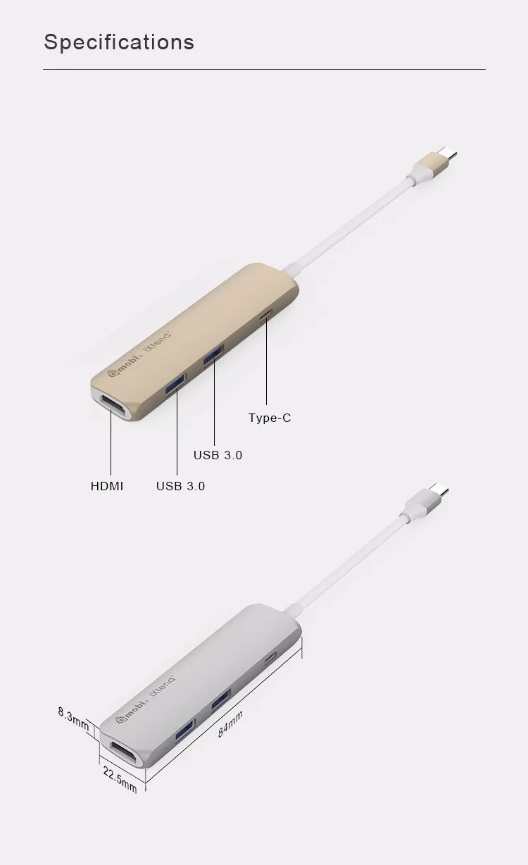 Gopod multi-in-1 aluminum usb-c hub type-C usb 3.0 hub for macbook pro