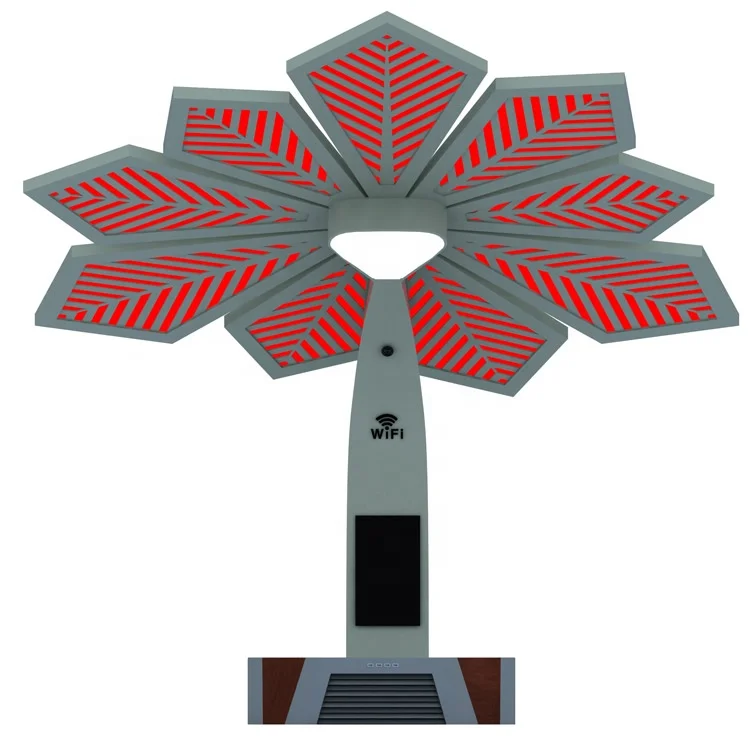 Nuevo diseño inteligente palm árbol escultura con carga USB pantalla LED solar wifi etc. multifunción a KSA
