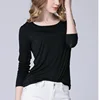 Wholesale custom logo woman blank t shirts sexy casual v neck long sleeve plain t shirt