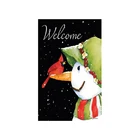 Green Hat and Carrot Nose Snow Man Garden Flag Double Sided Home Decoration