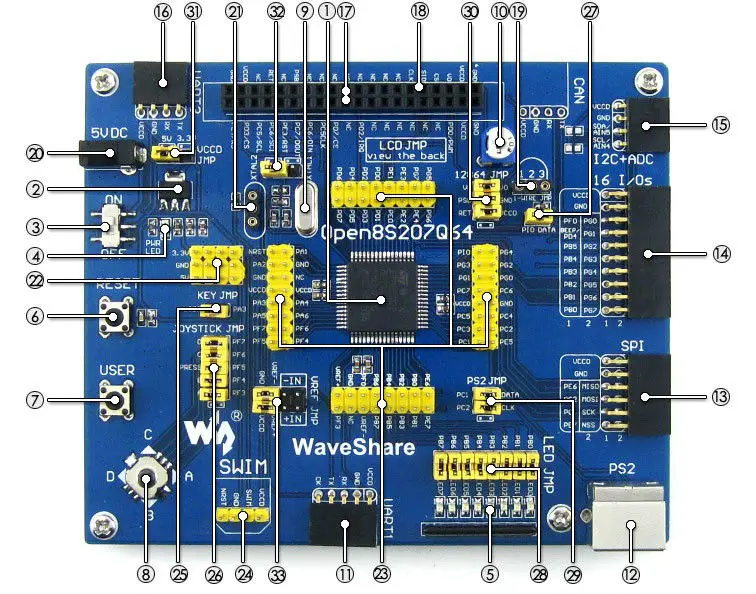 stm8s207rb stm8s207 stm8s evaluation development board  2.