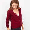 Women's Red Deep V-neck Cashmere Cardigan OEM Suppliers