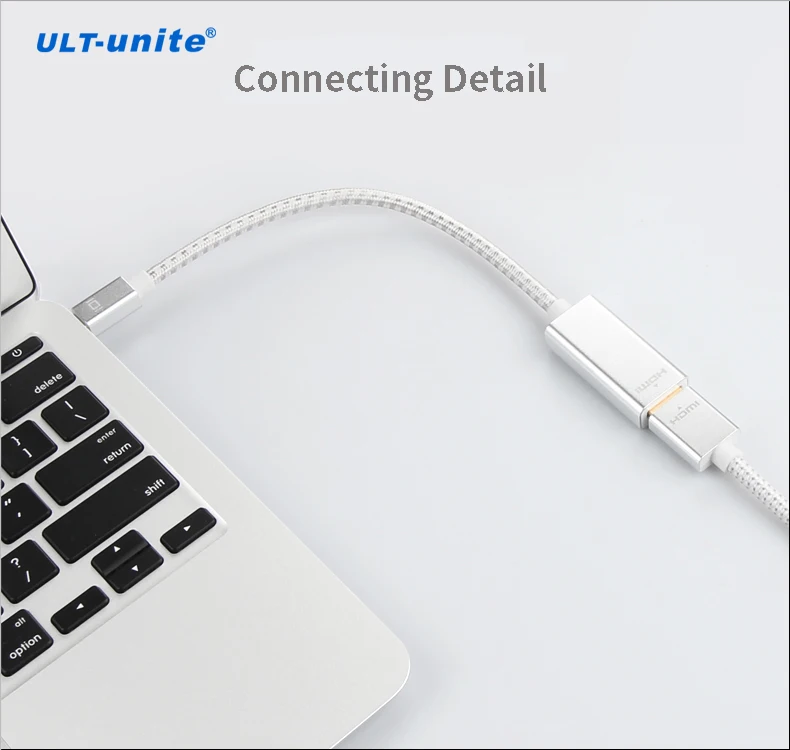 Braided 1080P Mini DisplayPort Male to HDMI Female Adapter Mini DP to HDMI Silver 20cm - ANKUX.COM
