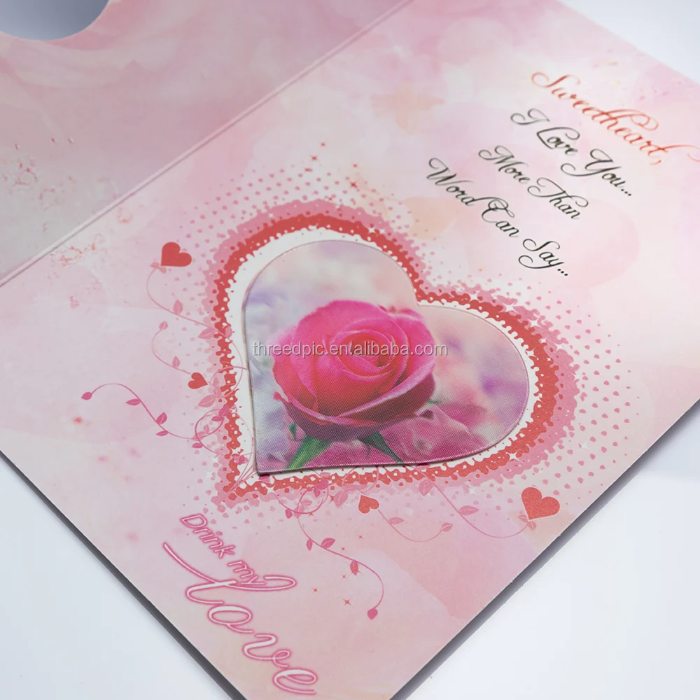 new design 3d lenticular romantic greeting card