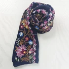 China factory floral pattern embroidery imitation linen hijab scarf for muslim