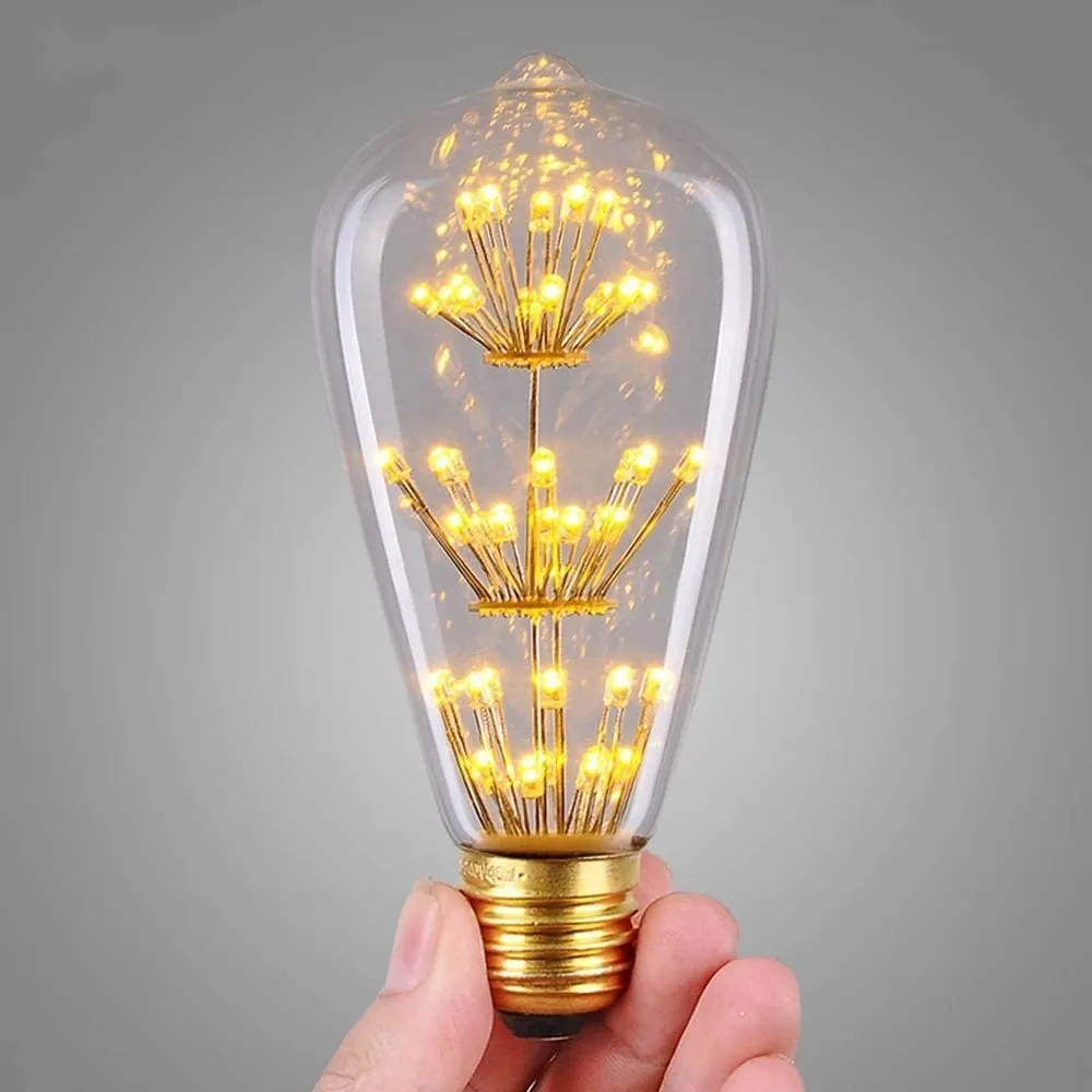 new design st64 fireworks led light bulb e27 edison vintage style