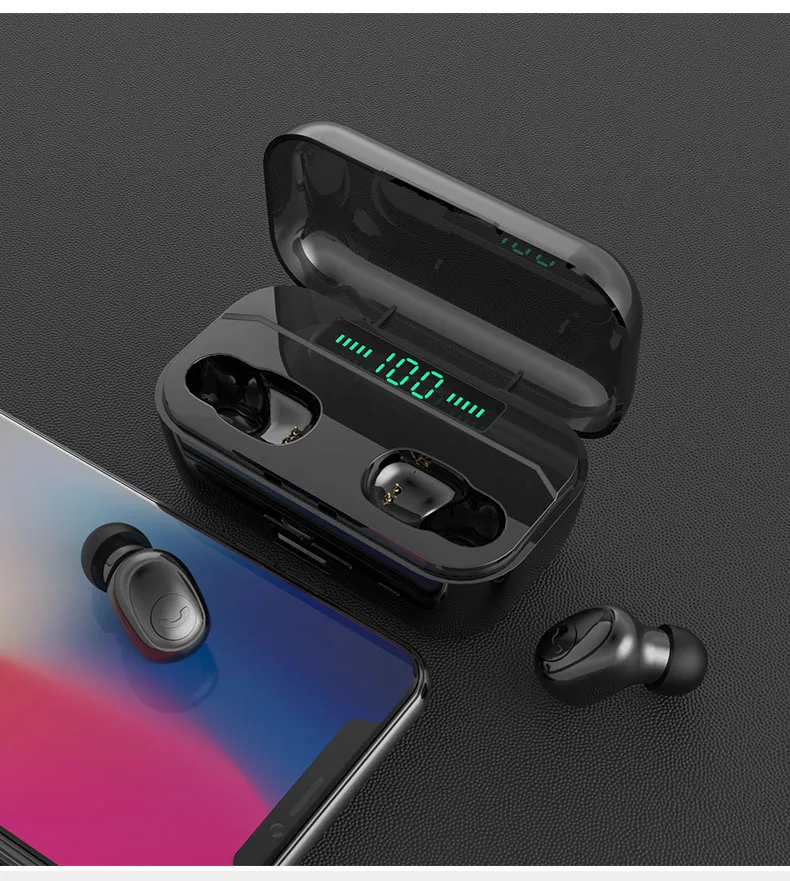 2019 waterproof earphone headphone earbuds tws 5.0 bluetooth earphone earbuds for all phone - ANKUX.COM