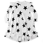 2019 New Toddler Kids Clothes Cool White Long Sleeve Star Flared Midi Cotton Girls Twirl Dresses