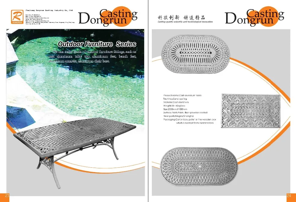 Cast aluminum tabletop Furniture components Low pressure die casting table base sand casting