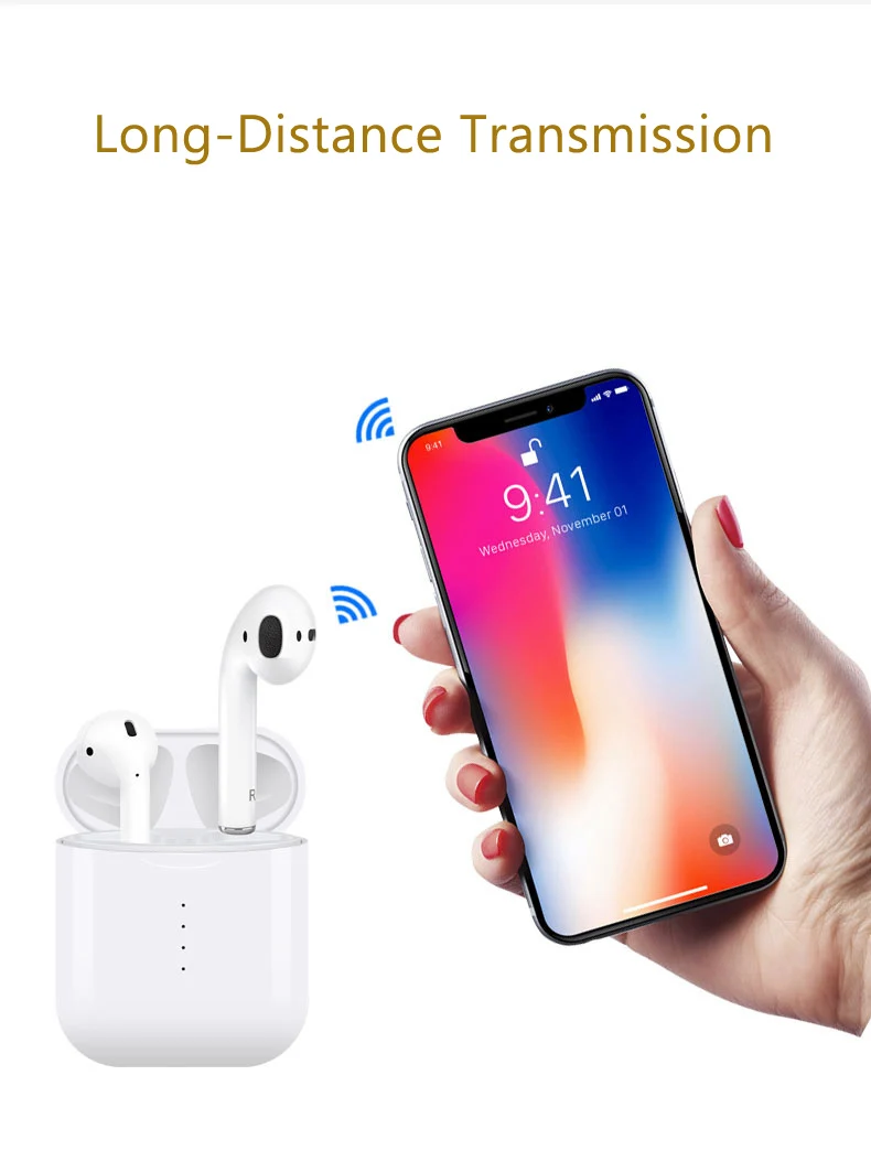 hot selling touch control waterproof wireless earphone i10 with wireless charging and charging box auto connect - ANKUX.COM