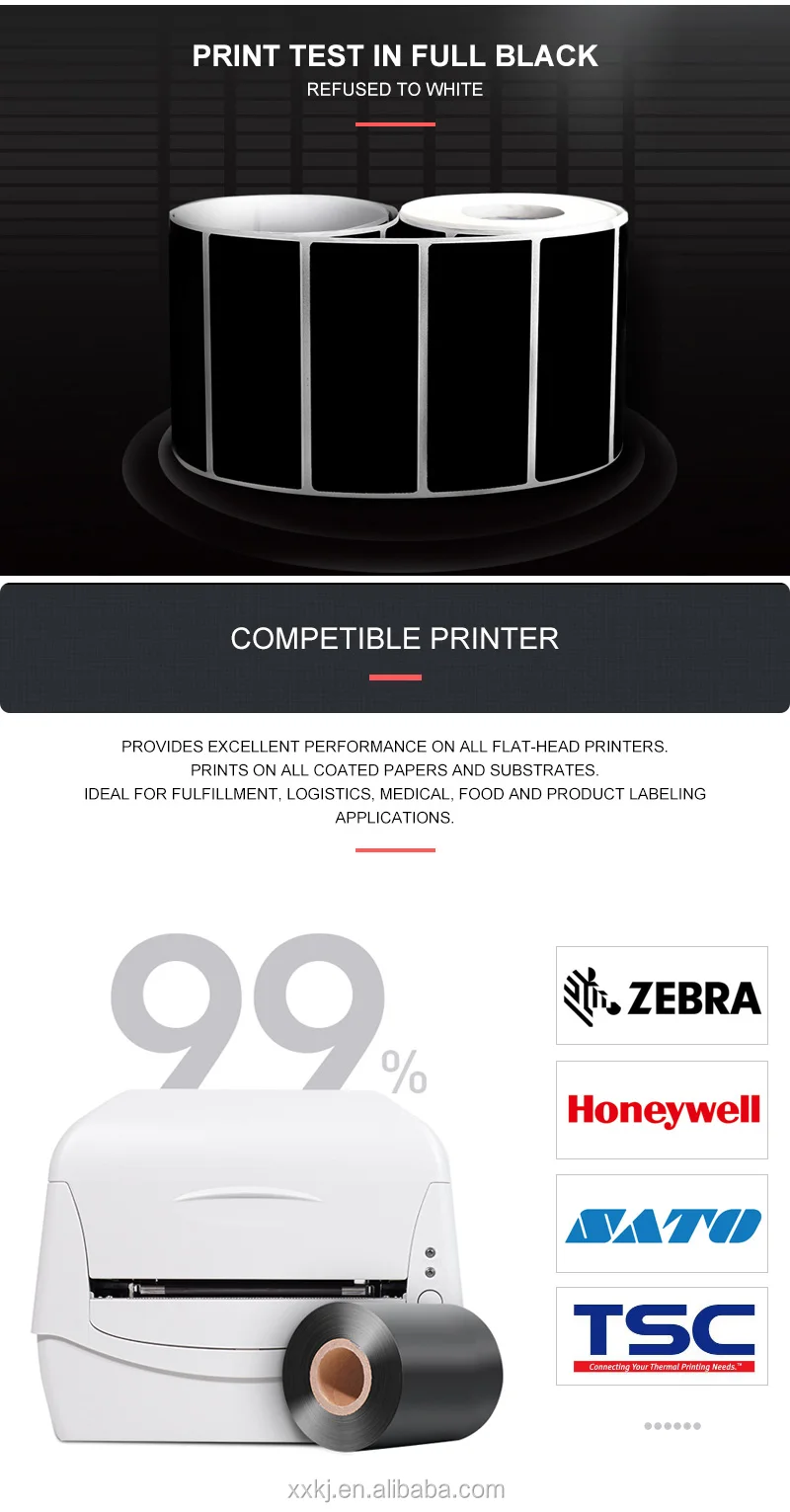 OEM size 110mm*300m Fineray brand factory price premium wax barcode printer ttr ribbon