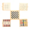Educational Toy Wooden Kids Mini Travel Game backgammon Wooden Ludo Board Game
