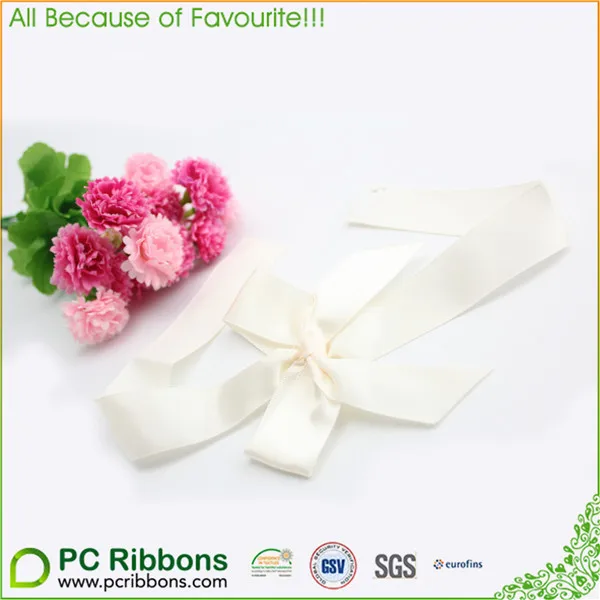 large plain white satin ribbon gift wrapping elastic band bow