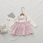 Spring pink strawberry ruffle korean style fancy baby girl dress kids dress for girls