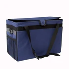 Blue collapsible and portable oxford auto car headrest hanging garbage storage trash can with plastic bag hook
