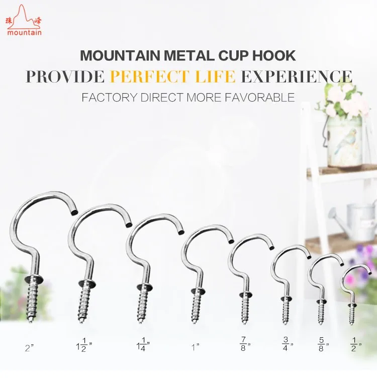 Cup Hook With Washer Small Metal Wire Decorative Metal Hooks