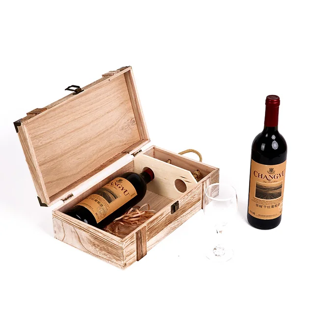 wholesale wooden wine bottle gift box with anti-collision