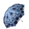 2019 New double layer handmade embroidery lace umbrella parasol black vinyl fold UV protection wedding party lace umbrella lady