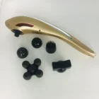 Customized logo LED light 4-speed adjustment 5 massage head handheld portable mini percussion body massager machine