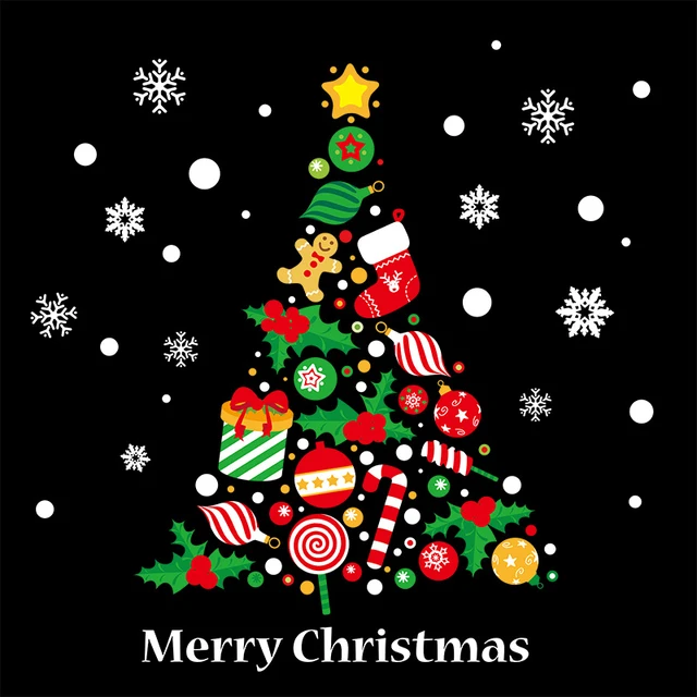 decoration vinyl window christmas tree romantic wall sticker
