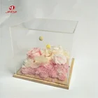 Jayi acrylic and wood factory offer clear acrylic display box with wood base for gifts