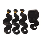 Hot Sale Indian Virgin Remy Human Hair Body Wave Bundles With Closure