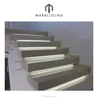 Crema marfil architecture application straight staircase / stone steps marble staircase