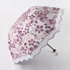 Double layer bauhinia flower lace sun umbrella parasol UV fold lace embroidery black gel fashion wedding sun umbrella for women