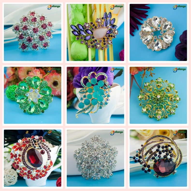100%QC Bailange wholesale plating rhinestone hot sale pearl brooch for evening dress
