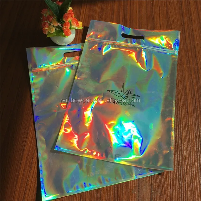 Custom Clear Front Flat Mylar Hologram Mini Glitter Powder Packaging