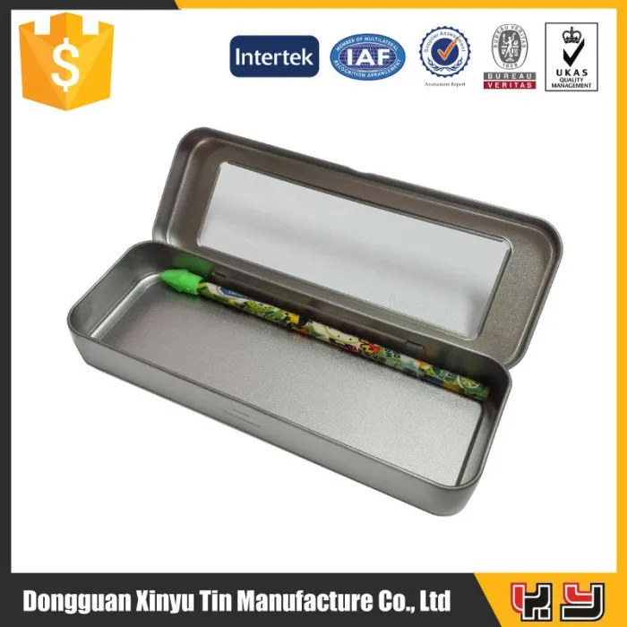 metal tin pencil case for school metal tin pencil box with pvc