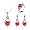 Double Color Rose Red Heart Couple Earring Jewellries Set