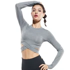 Sexy Yoga Shirts Women Long Sleeve Running T-Shirt Quick Dry Gym Crop Tops Exposed Navel Simply For Sports t Shirts