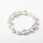 new product lucky glass pearl and 3mm gold plated metal bead bracelet accessories