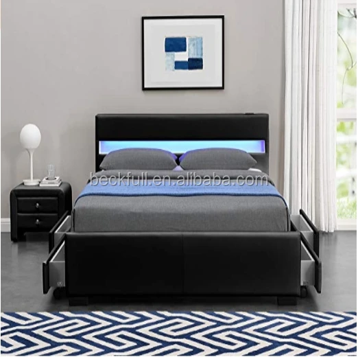 modern wooden pu leather bed frames murphy with speakers