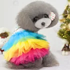 Crystal Bow Pattern Rainbow Dresses for Small Puppy Dog