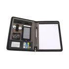 Hot sale pu leather file folder portfolio for a4 office business zipper closure conference portfolio with phone and card holder