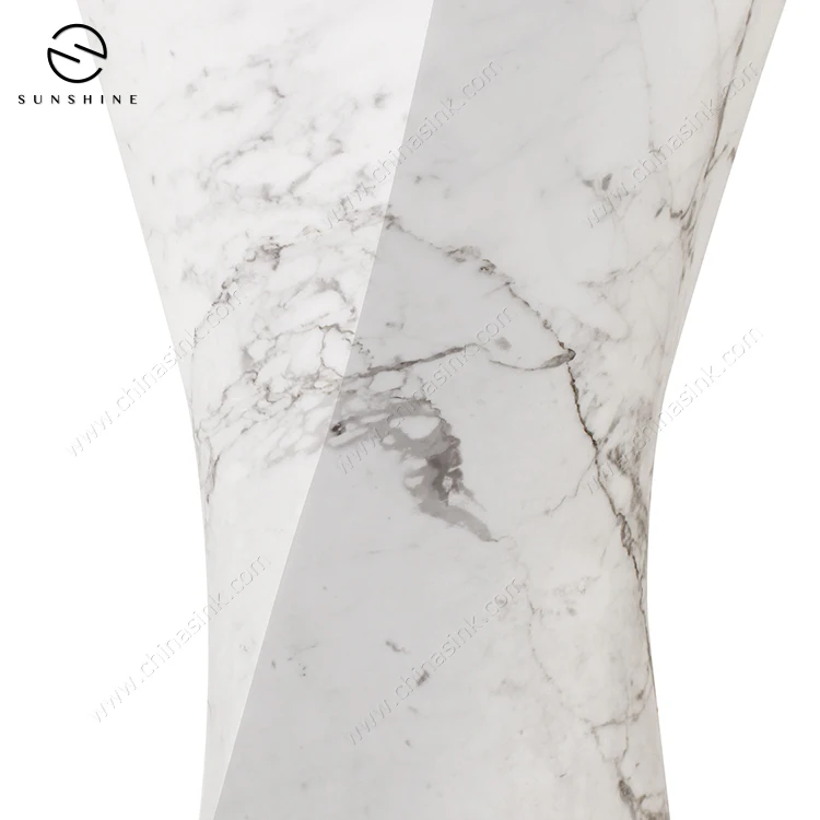 Natural Stone Italian White Marble With Black Veins Wash Pedestal Basin