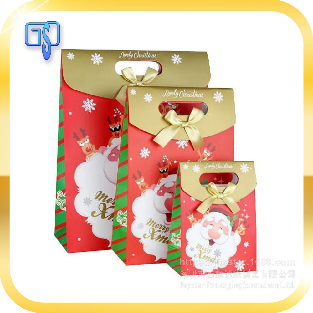 bag with bowknot for candy packaging,christmas gift paper bag