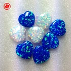 Cabochon Stone Factories Stone Hot Sale Heart Cabochon Flat Back White Fire Opal Synthetic Stone For DIY Jewelry