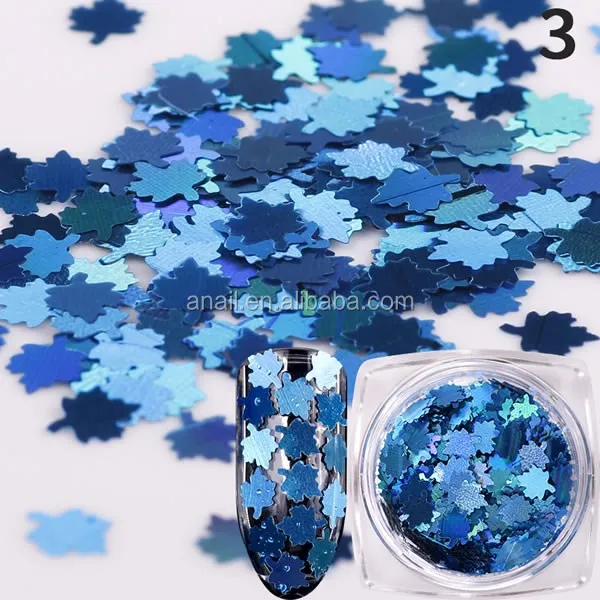 12 colors amazing maple leaf shaped nail glitter tips decoration