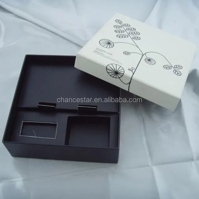 custom printed rigid cardboard gift box with divider tray