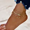 wholesale fashion gold plated anklets jewellery fancy copper diamond chain ankle bracelet women beach anklet