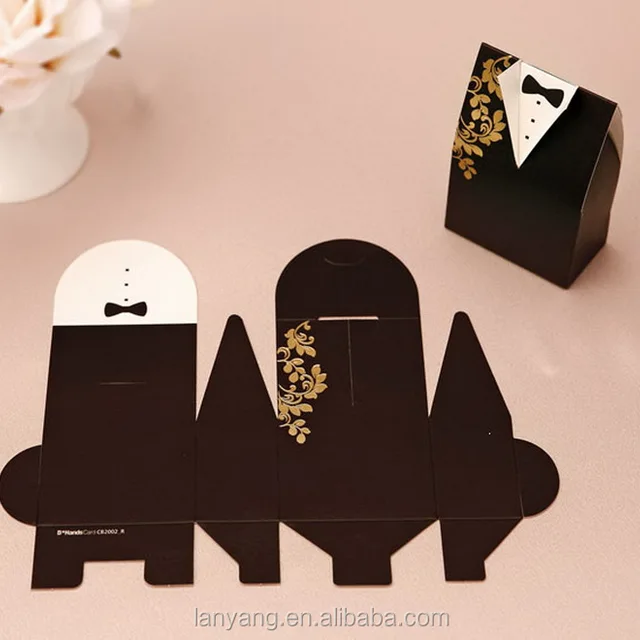 box bride & groom dress tuxedo embossed gift box wedding