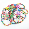 1Bag/12Pcs Wholesale Cute Candy Color Wood Elastic Beads Cuff Bracelet
