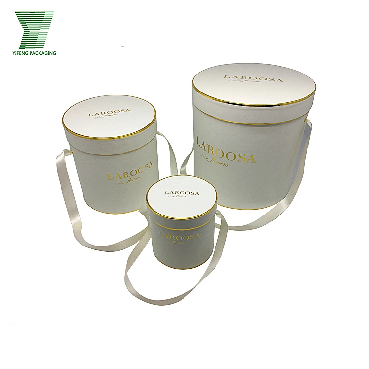 round flower box luxury with logo golden stamping