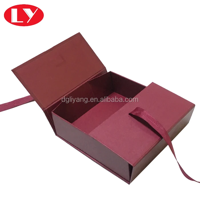 two sides open ribbon closure cardboard gift packaging box