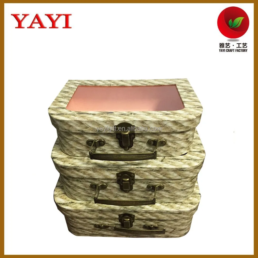 custom cardboard paper suitcase shaped gift box with pvc window