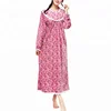 Ladies winter nightwear print pattern nightgown long sleeve elegant coral fleece robe nighty dress casual maternity gown