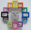 Fashional decorative wall clock with 12 colorful photo frames
